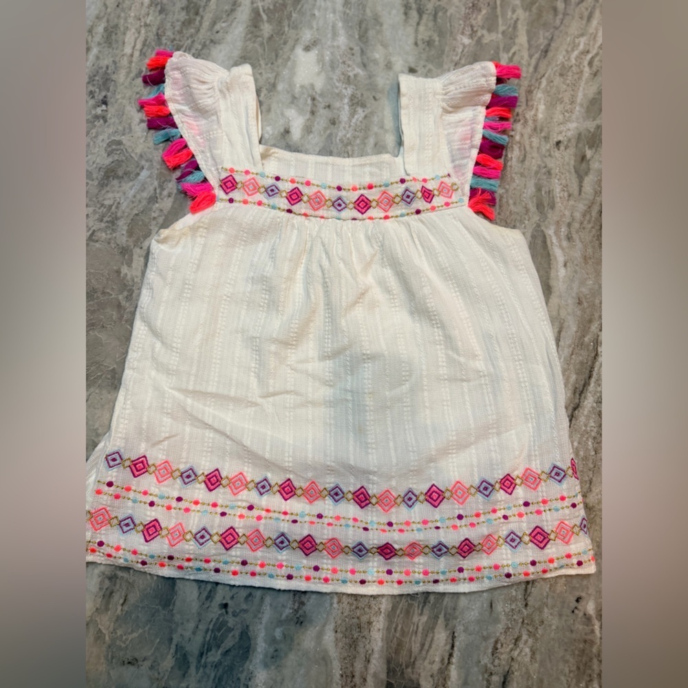 Savannah Jane Embroidered Boho Off Shoulder Top Small Tassel Peasant - Picture 1 of 9